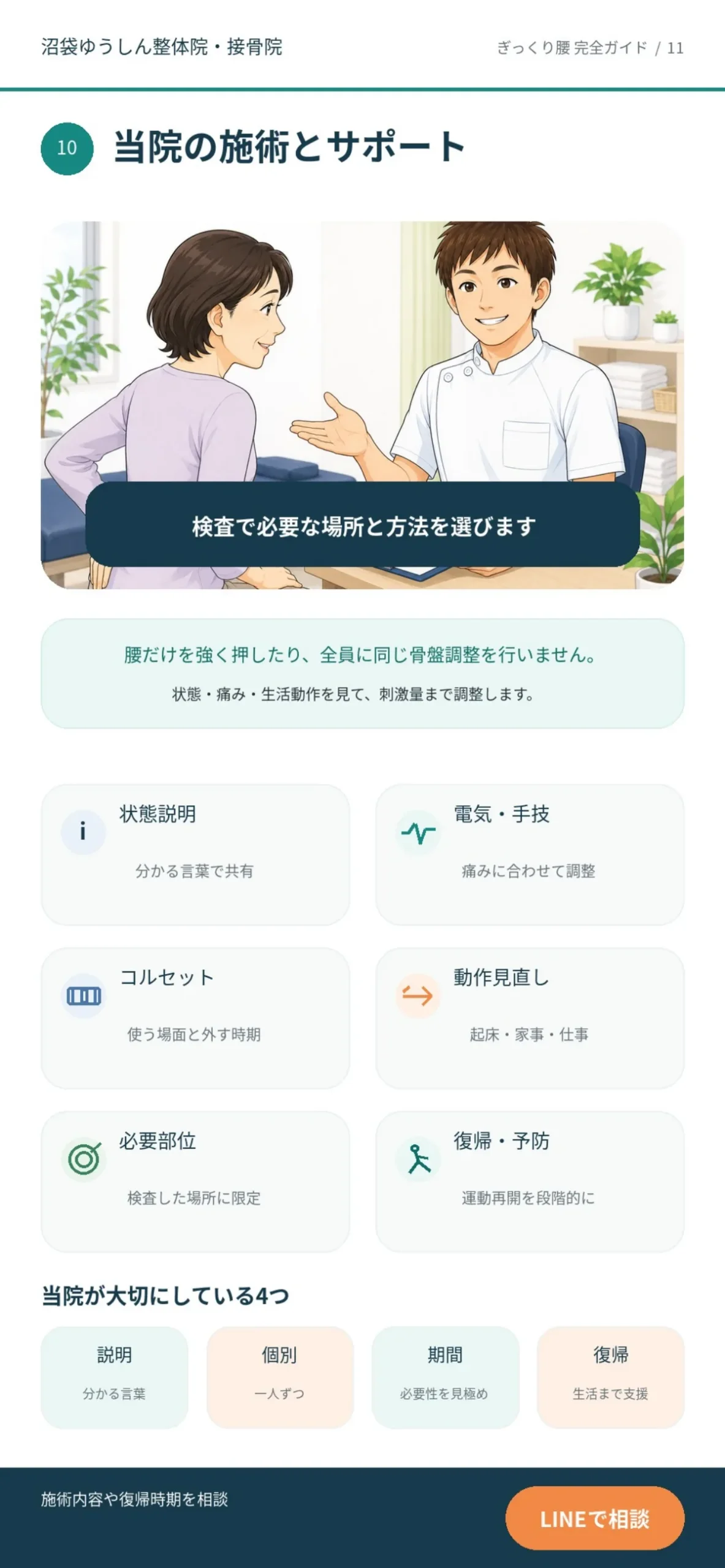 ぎっくり腰に対する当院の施術とサポート