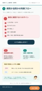 ぎっくり腰で医療機関か当院かを判断するフローチャート
